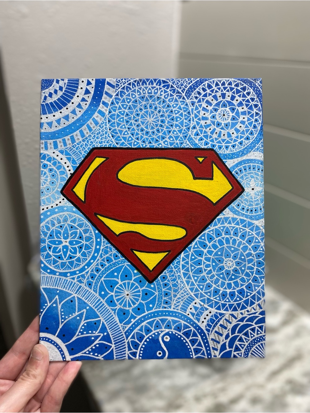 Superhero Logo & Mandala Canvas Board Art